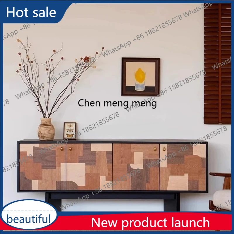 

A55 Medieval style solid wood dining side cabinet, retro silent wind integrated decorative storage locker against the wall