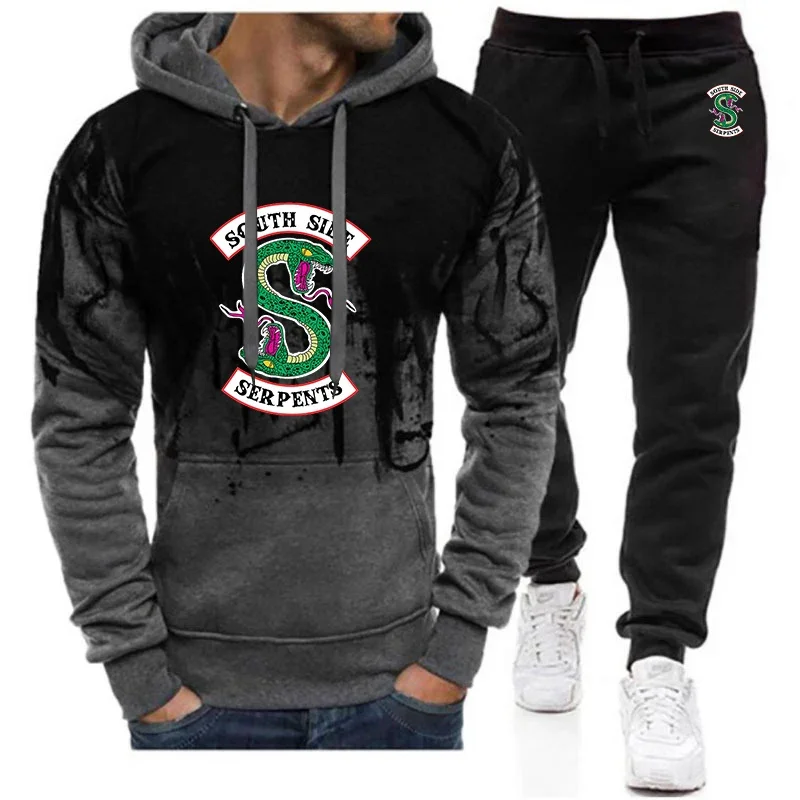 2024 New Riverdale Men Spring and Autumn Pullover Hoodies Sweatpant Gradient Sets Jackets Sports Comfortable Versatile Set