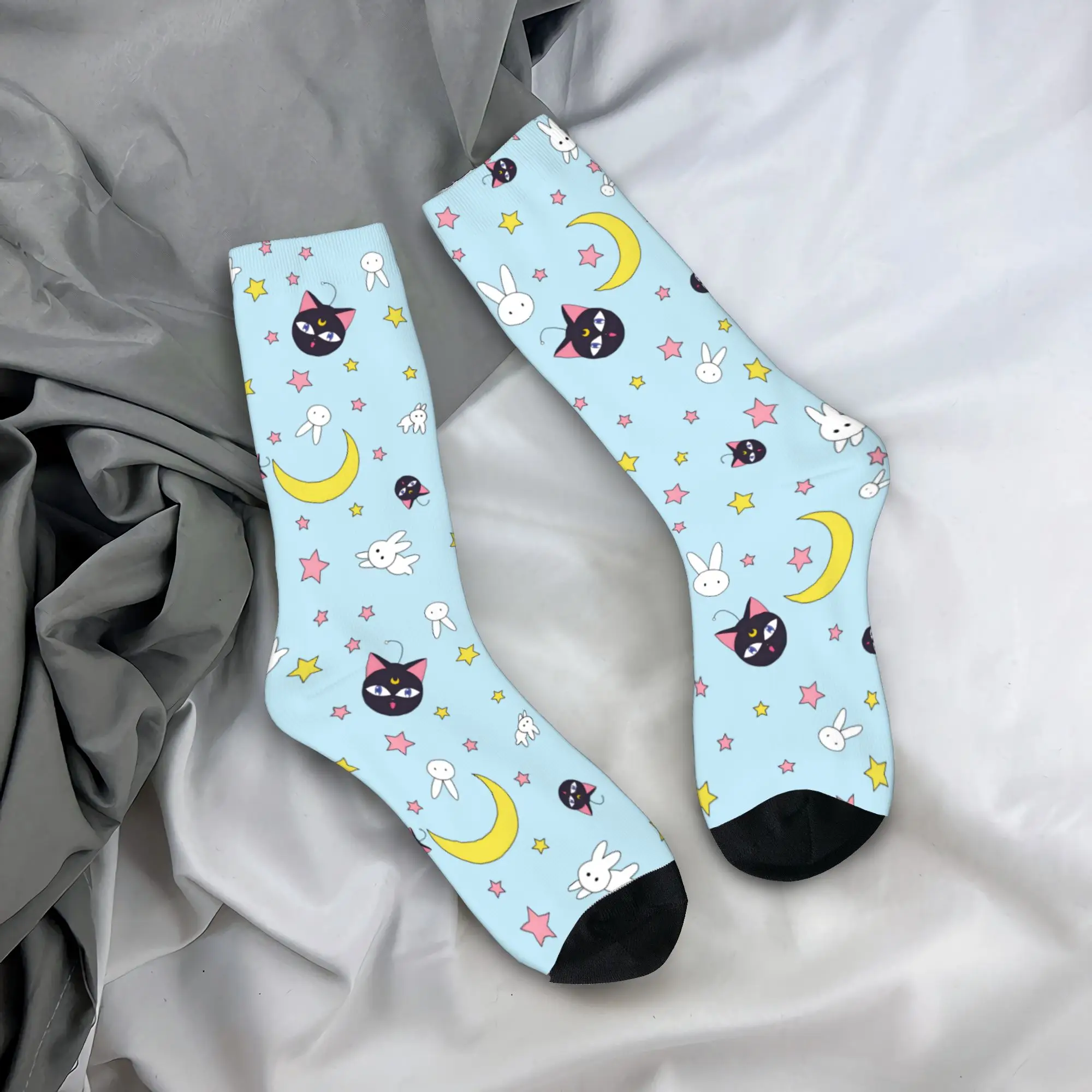 

Custom Fun Printing Sailors Moon Anime Socks for Men Women Stretch Summer Autumn Winter Usagi Tsukino Cartoon Crew Socks