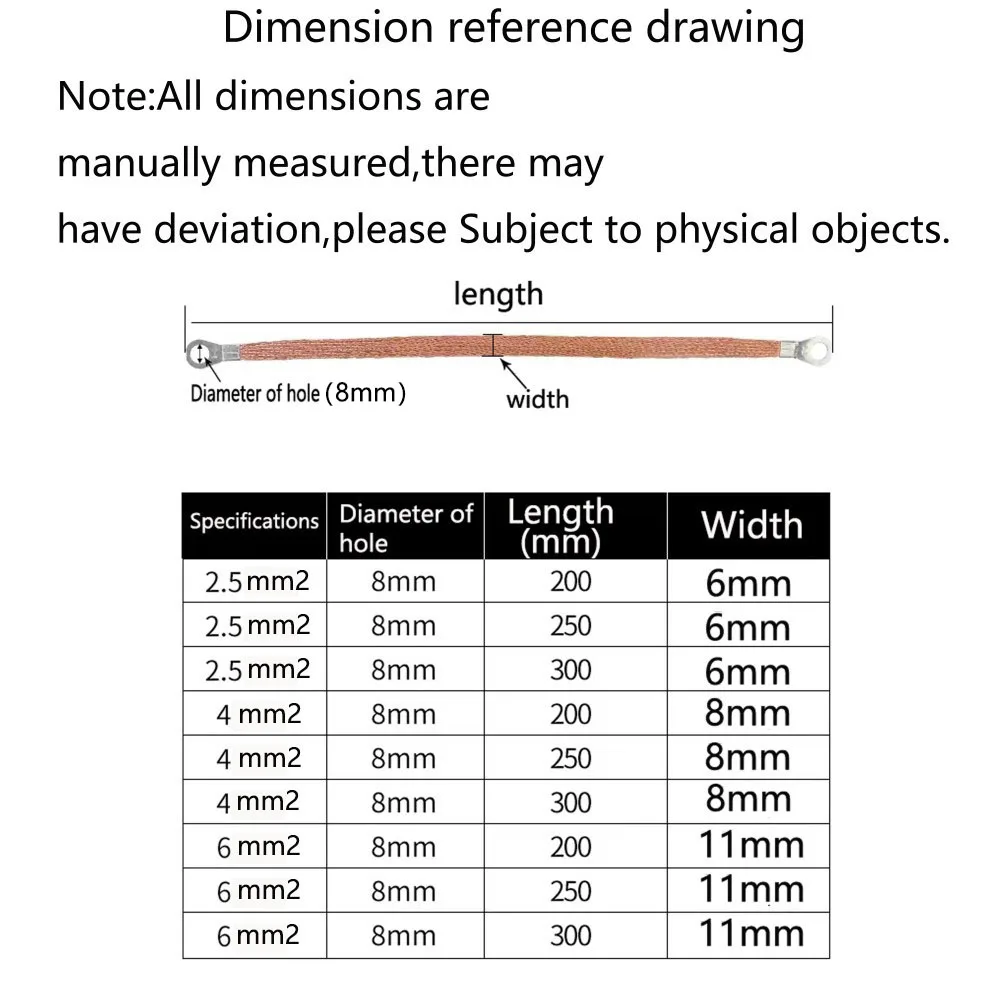 10 pcs of copper-clad aluminum bridge grounding wire, copper braided wire, flat wire flexible connection distribution box jumper