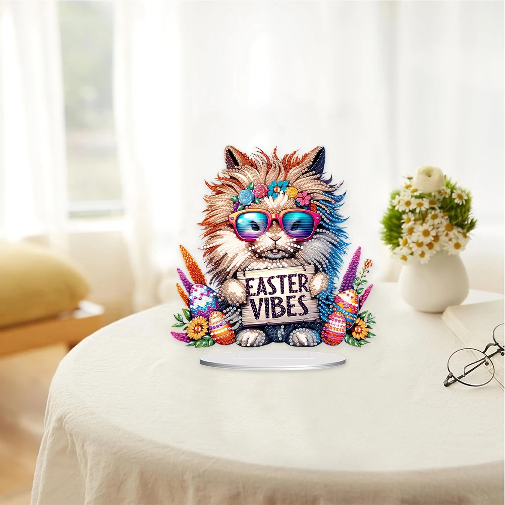 

2D/Flat Easter Rabbit DIY Table Top Diamond Painting Ornament Kits Desktop Diamond Art Kits Diamond Painting Desktop Decorations