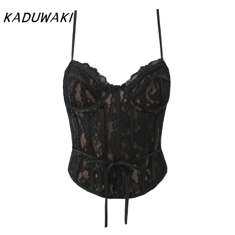 KADUWAKI Victorian Godness Corset Big Size Women Sexy Overbust Bustiers Tanks Vintage Flower Print Lingerie Corselet Lace Camis