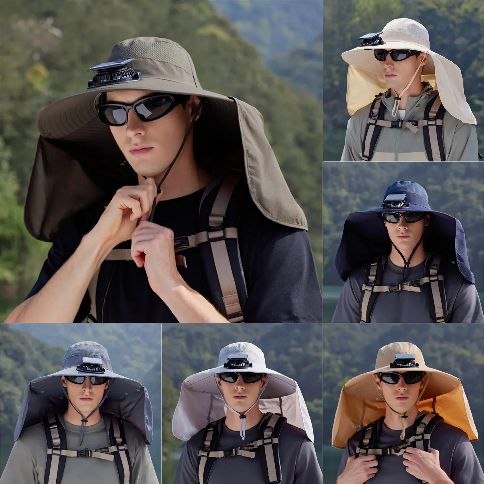 

Solar-Powered Outdoor Cooling Fan Hat with Adjustable Brim - UV Protection Sun Cap for Fishing, Hiking & Summer Travel