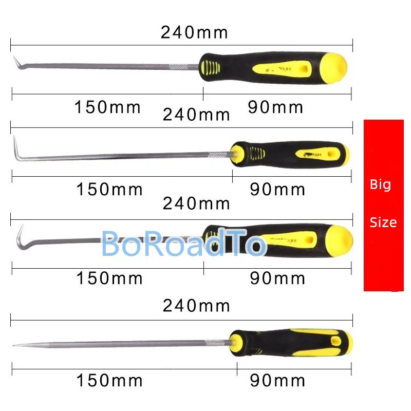 4pcs 165mm Car Auto Vehicle Oil Seal Screwdrivers O-Ring Gasket Puller Remover Pick Hooks Tool Set 240mm