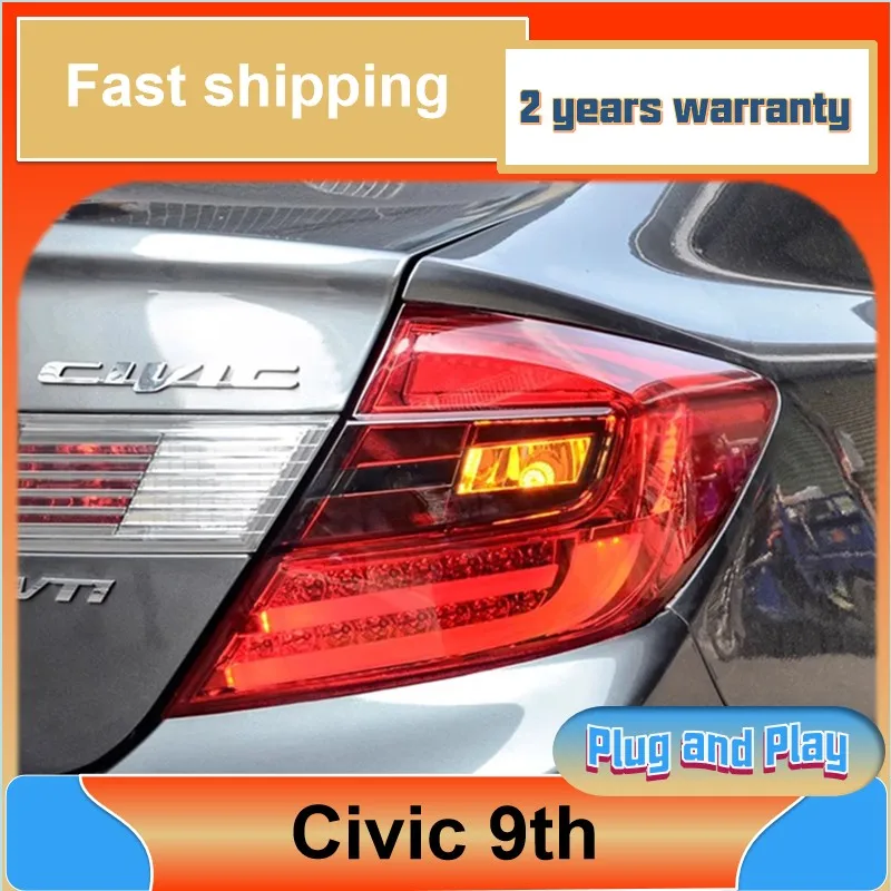 Car Styling for Honda Civic Tail Light 2012-2013 Civic 9th Tail Light Rear DRL Fog Brake Turn Signal Reversing