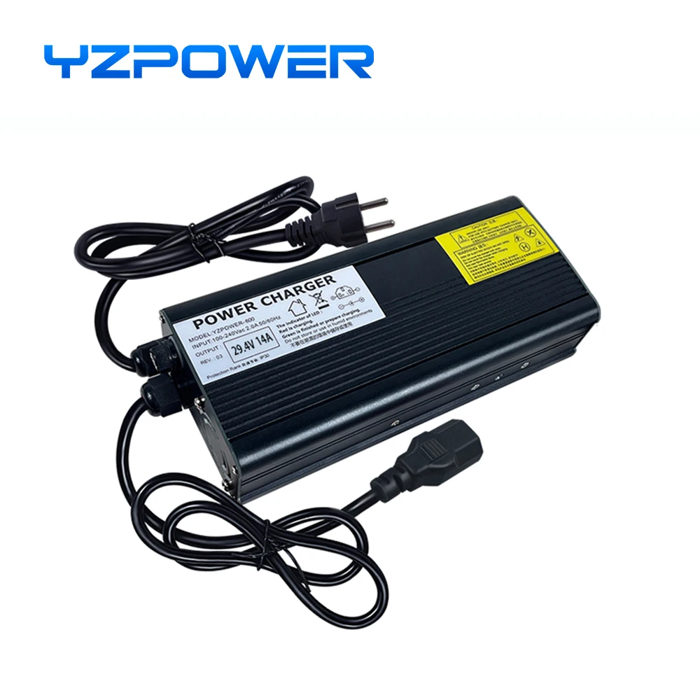 YZPOWER 29.4V 14A Life po4 lithium battery charger 24V 8S single voltage power adapter charging high power power tool universal