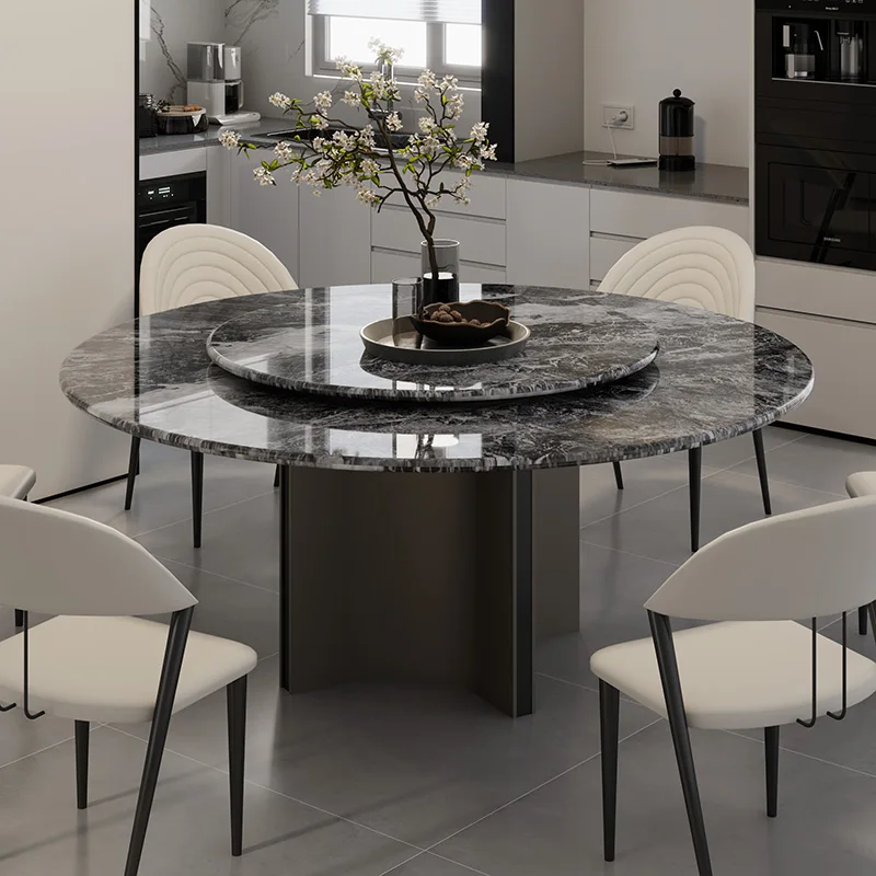 Marble dining table flat replacement luxury stone Bulgari countertop round dining table light luxury high-end home luxury