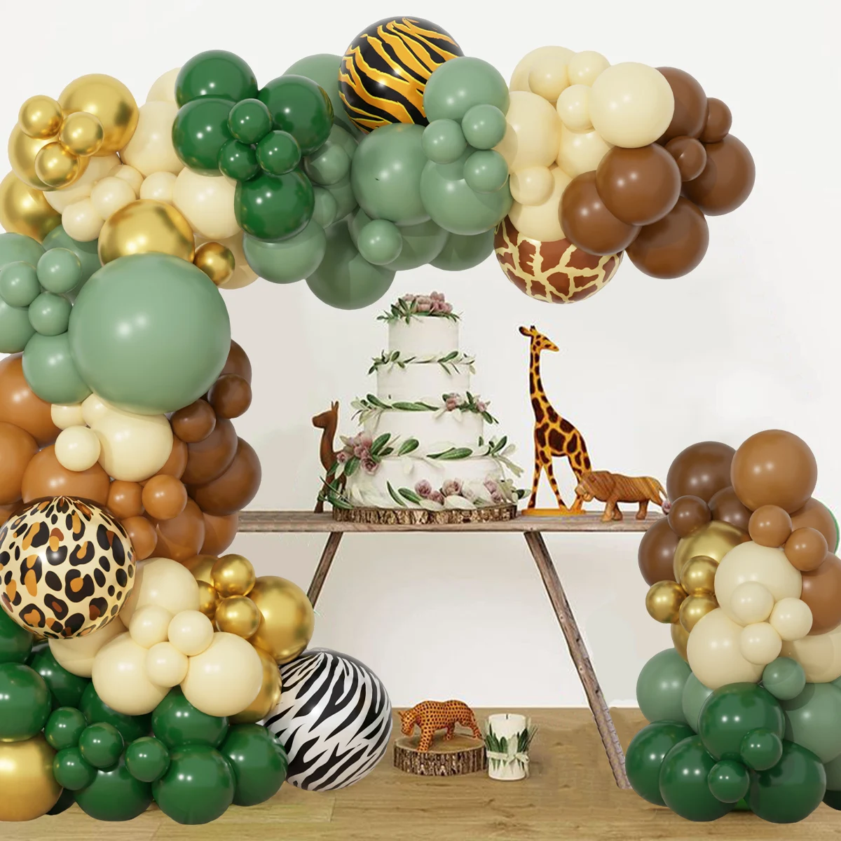 Green Brown Balloon Garland Arch Kit Jungle Safari Birthday Party Decor Kids Jungle Animal Woodland Birthday Pary Supplies Wild