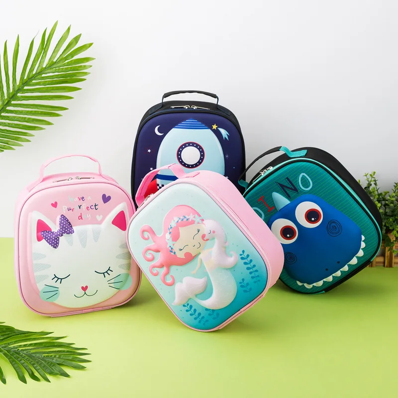 Children Cartoon Lunch Bag Portable Insulated Thermal Lunch Box Picnic Supplies Bags Milk Bottle Girls Boys Preservation Handbag