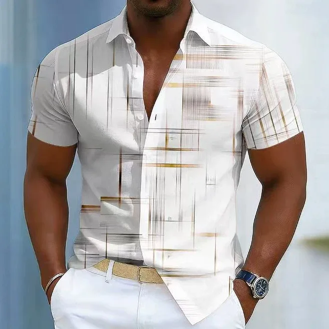 3D Digital Printed Shirt New Summer Casual Cardigan Holiday Short Sleeve Hawaiian Shirt Trend Men's Clothing