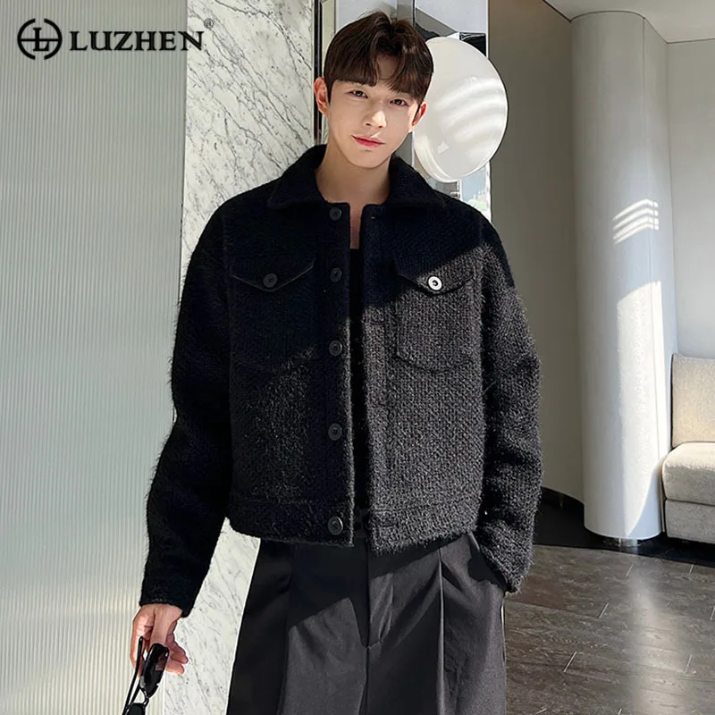 LUZHEN Autumn New Stylish Elegant Designer Short Knitted Jackets Korean Clothing Men's High Quality Casual Coat 2024 B880ef