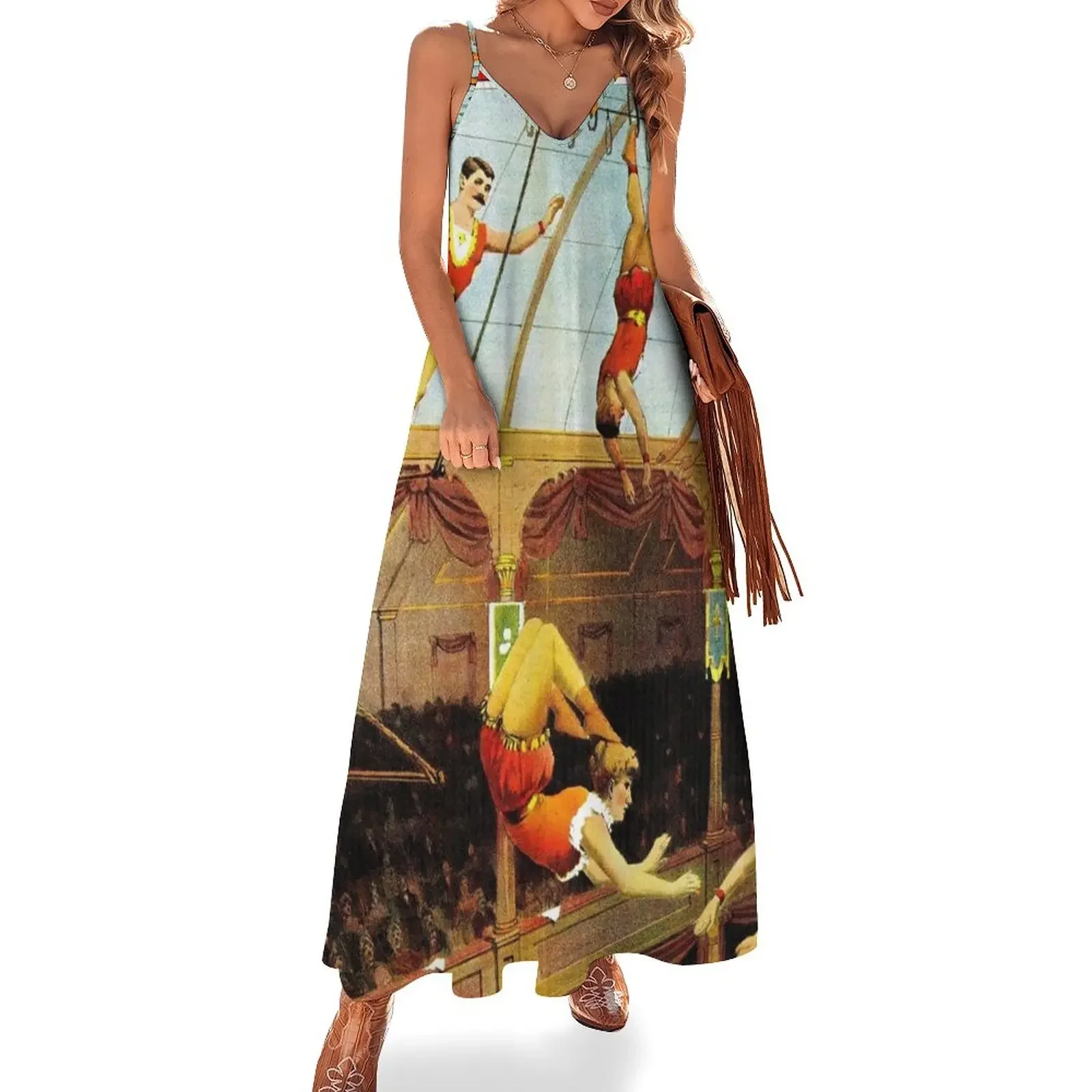 

BARNUM and BAILEY CIRCUS : Vintage Trapeze Advertising Print Sleeveless Dress women's summer jumpsuit dresses for womens 2025