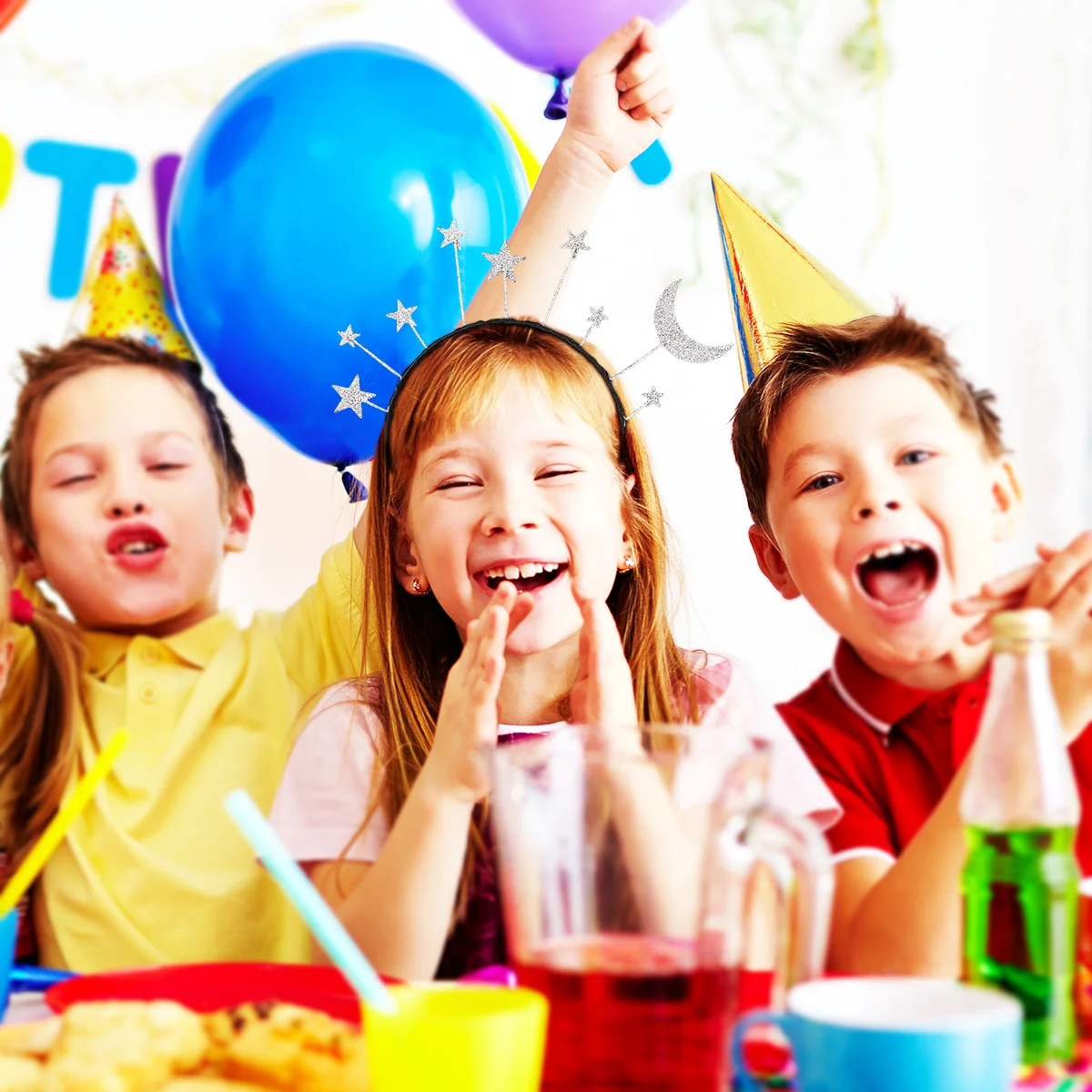 

Stars Moon Hairband Glitter Party Headband For Cosplay Birthday Christmas Costume Accessory Creative Gift Photo Prop