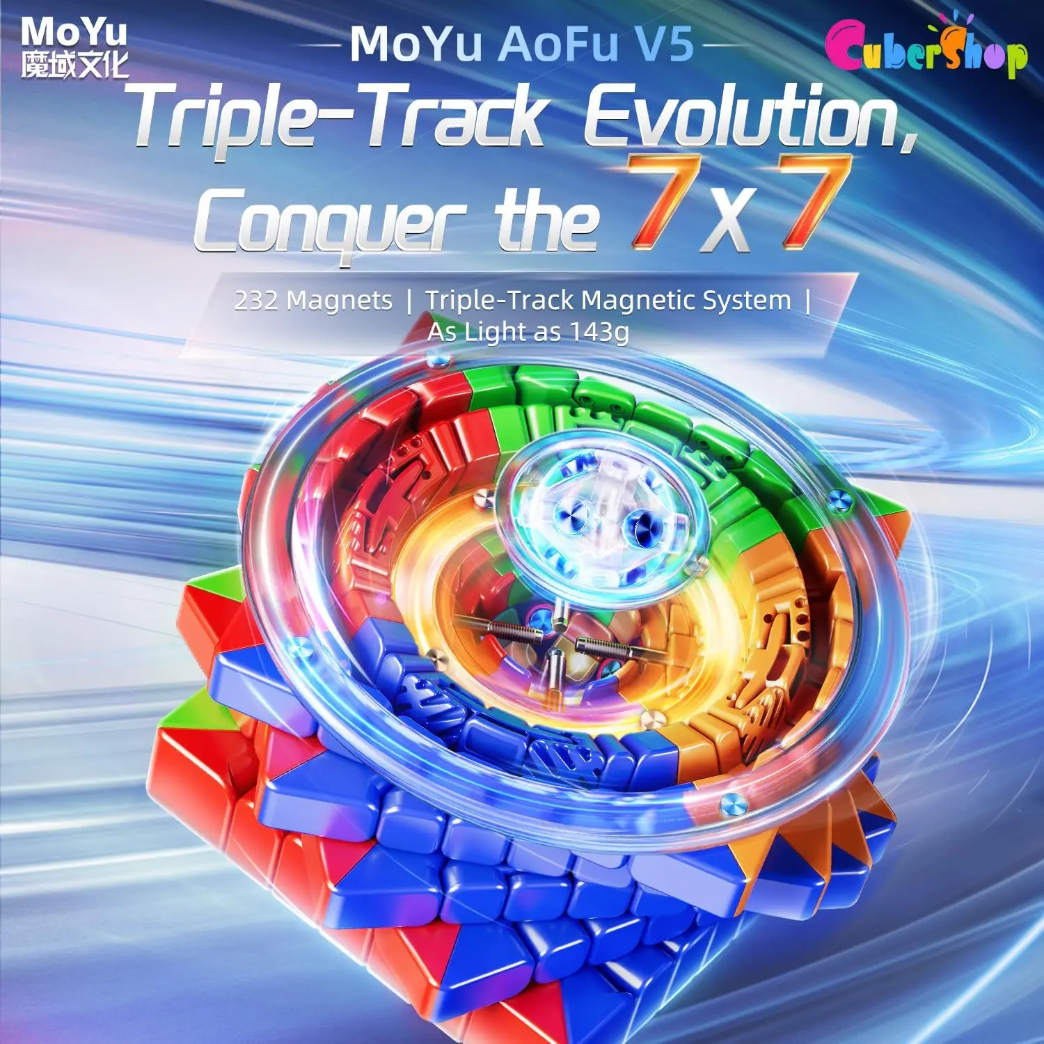 Moyu AoFu WRM V5 Triple Track 7x7 Magnetic Speed Cube, Adjustable Tension