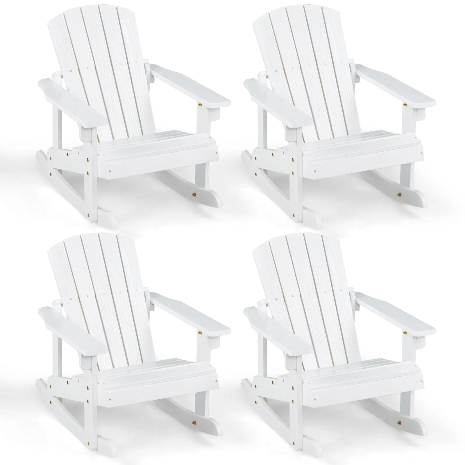 

4 шт. детское кресло-качалка Adirondack, уличное кресло-качалка из цельного дерева, белое сиденье