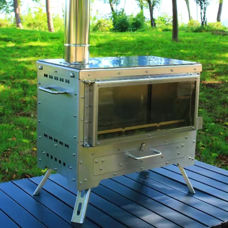 Jetdecoding-Poêle à bois de camping en acier inoxydable 304, four portable multifonctionnel, chauffage de pique-nique, extérieur