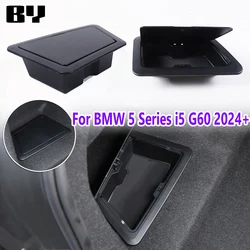For BMW 5 Series i5 G60 2024+ ABS Black Car Rear Trunk Side Storage Box with Cover Tail Boot Box Organizer Tray Trim Accessories