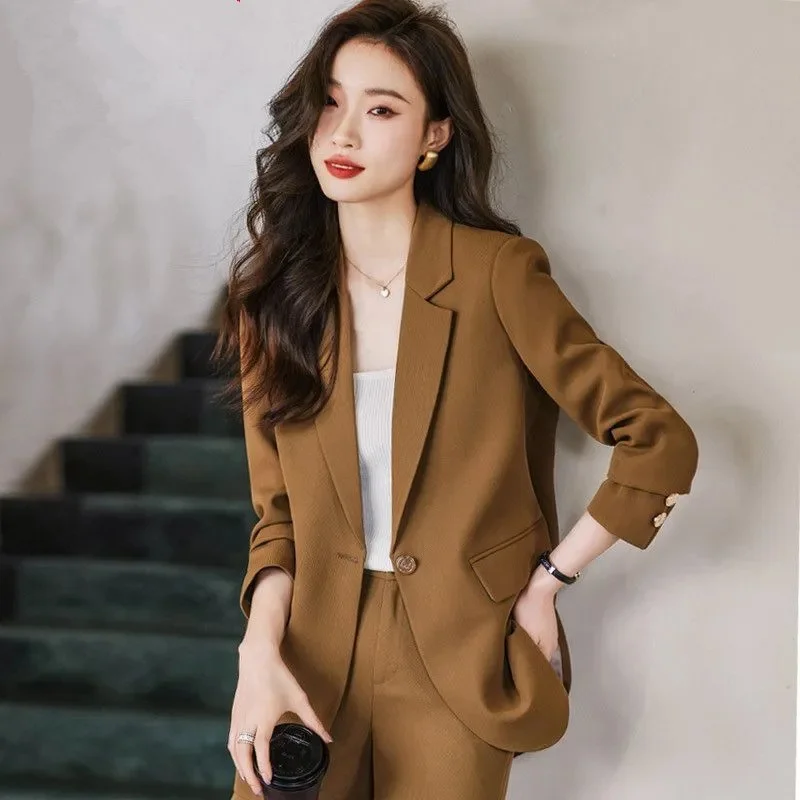 Brick Red Blazer Jacket Woman 2023 Spring and Autumn New Fashion Slim Temperament Behind The Split Suit Goddess Fan Suit Female