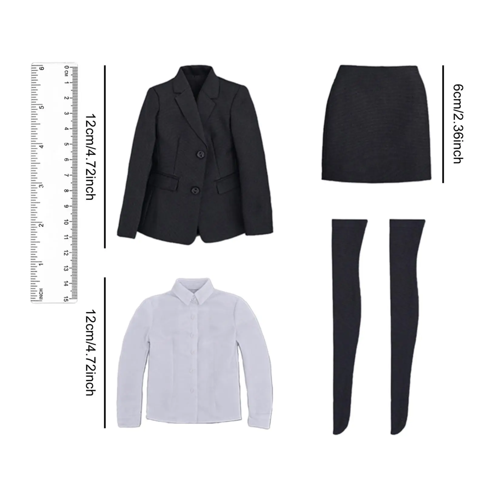 ملابس نسائية بمقياس 1/6 قميص أبيض أنيق بأكمام طويلة ملابس دمية