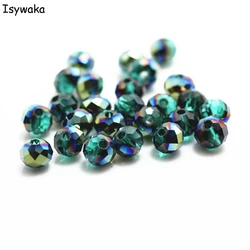 Isywaka Green Colorful Colors 4*6mm 50pcs Rondelle Austria faceted Crystal Glass Beads Loose Round Beads for Jewelry Making