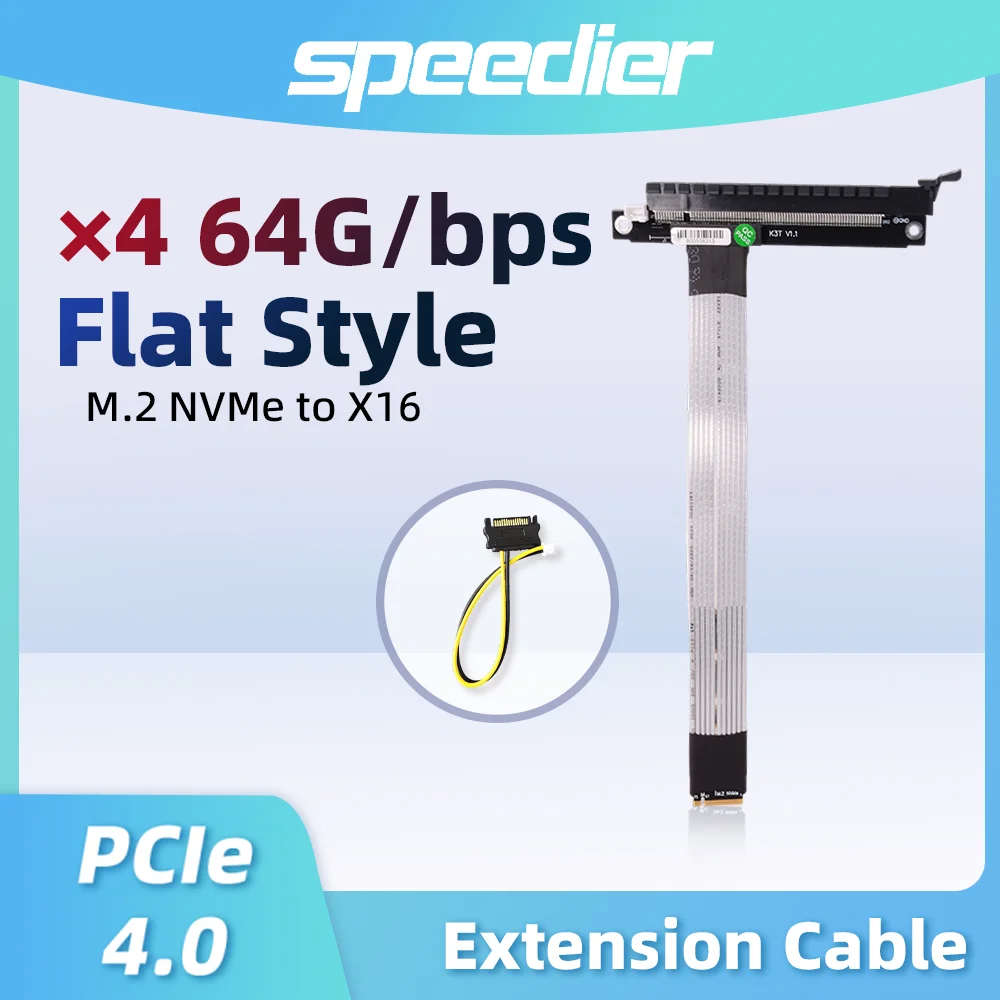 

PCIe 4.0 X4 M.2 NGFF NVMe To PCIex16 Motherboard Graphics Card GPU Extension Cable 90-Degree Right Angle for STX Motherboards