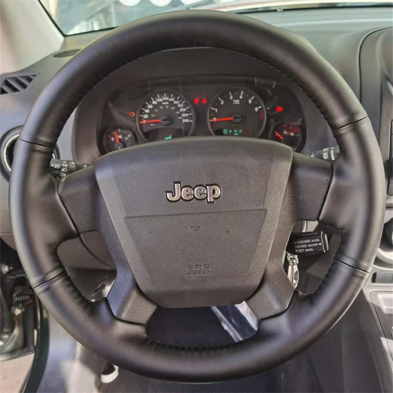 Protector para volante de coche personalizado para Jeep Compass Limited Jeep Patriot 2007 2008 2009 2010 trenzado estilo negro cuero y Interior