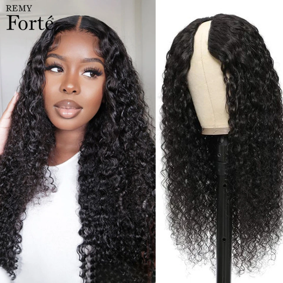 Cheap Curly Human Hair Wig Water Wave V Part Wig Human Hair Wholesale 180%Density Deep Curly V Part Wig Human Hair Brazilian Wig