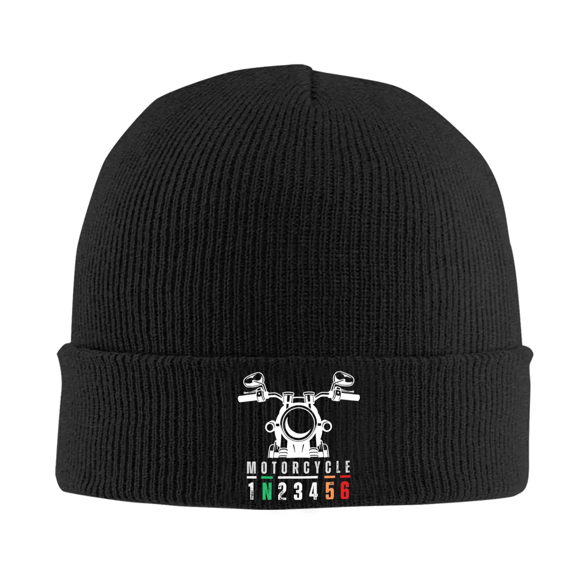 1N23456 Motorcycle Gear Shift Motorcyclist Knitted Hat Women's Men's Beanies Autumn Winter Hat Acrylic  Crochet Cap ,