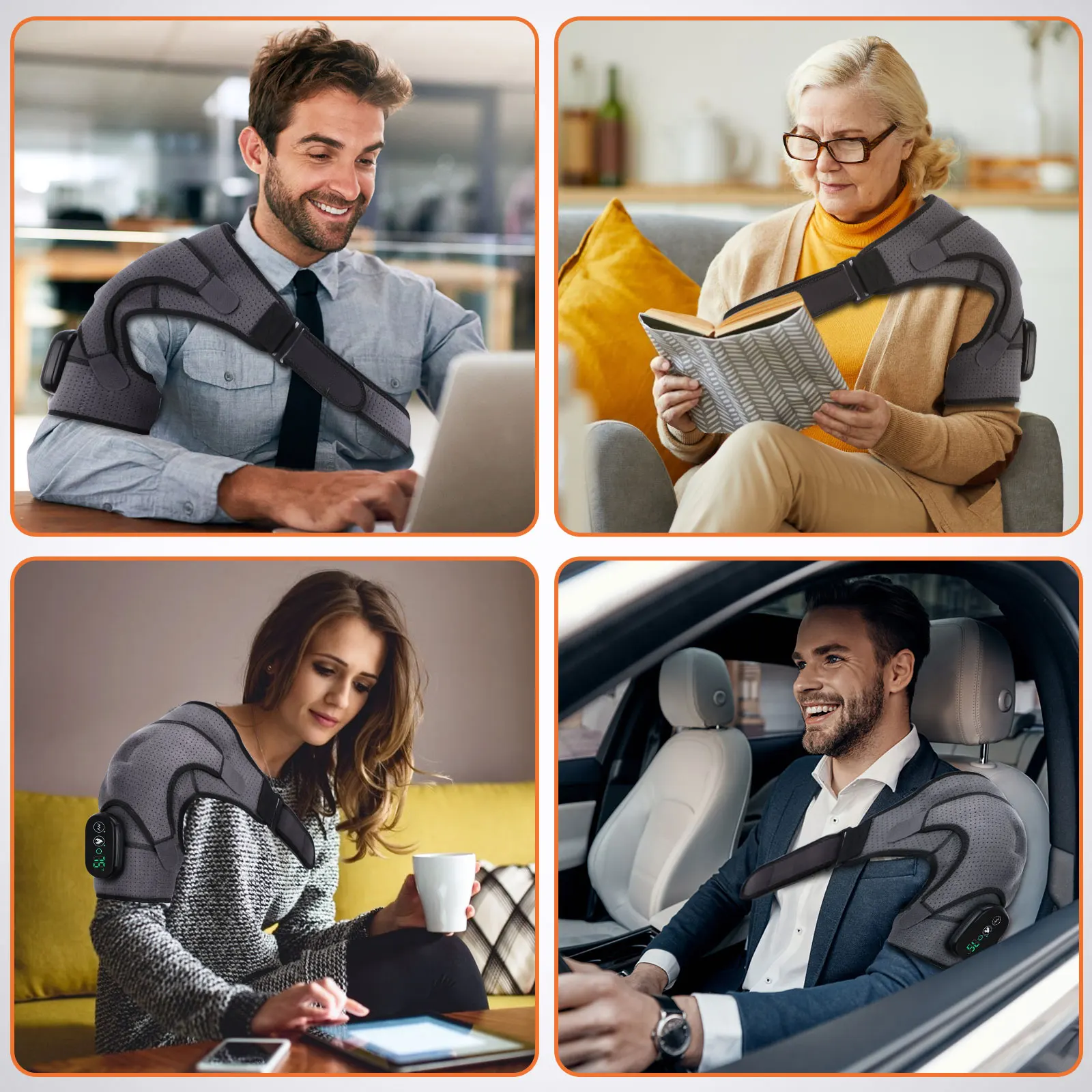 التدفئة الكهربائية دعامة كتف LED عرض الاهتزاز تدليك الكتف حزام داعم حزام للعناية بالضغط المشترك لاسترخاء العضلات #6