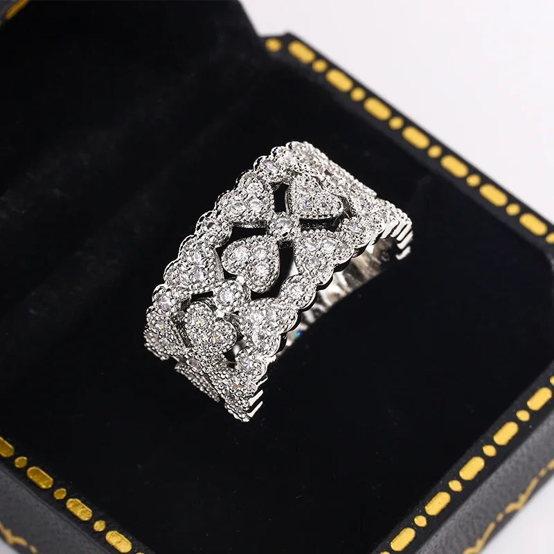 Fashion Heart Cross Finger Ring Female Everyday Jewelry with Brilliant AAA Zirconia Shinning Silver Color Accessories Jewelry