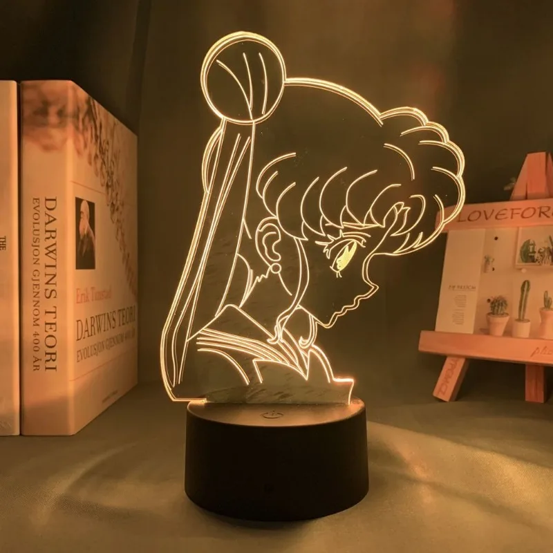 Kawaii Sailor Moon Cartoon Room Decoration Bedroom LED Night Light Princess Style Two-dimensional Anime Table Lamp Birthday Gift view 5
