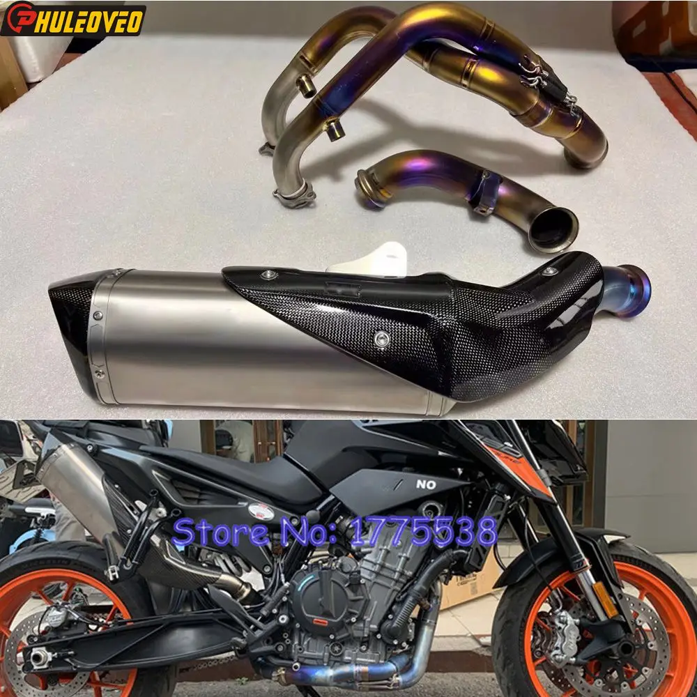 Titanium Alloy for KTM 790 890 DUKE R/GP 2018-2023 Motorcycle Exhaust Full System with Header Muffler Mid Link Pipe Carbon Cover