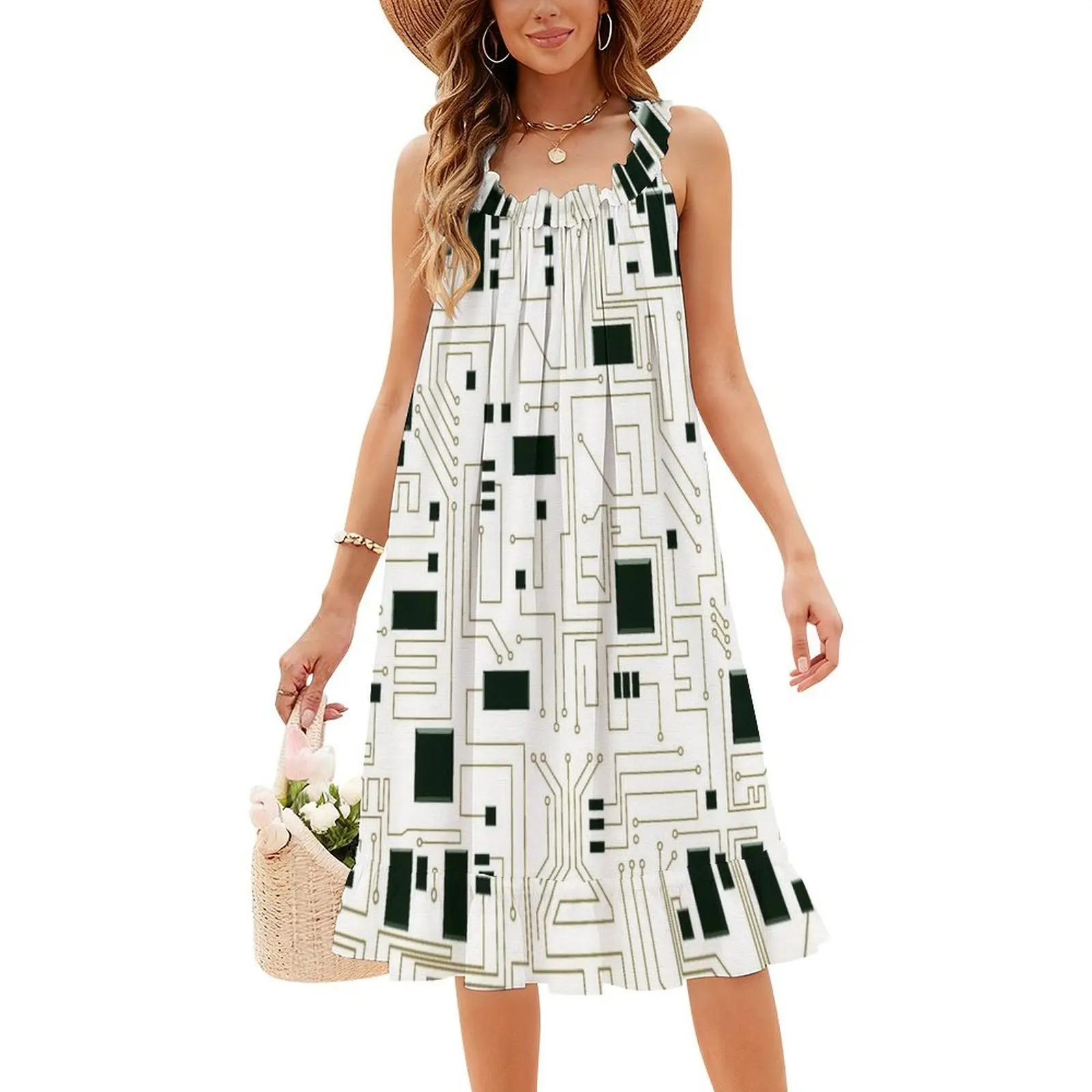 فستان مركب لدائرة الإلكترونيات Pcb Board وIcs على الطراز الكوري للنساء فستان كاجوال أنيق للحفلات أو الارتداء اليومي Ai #4