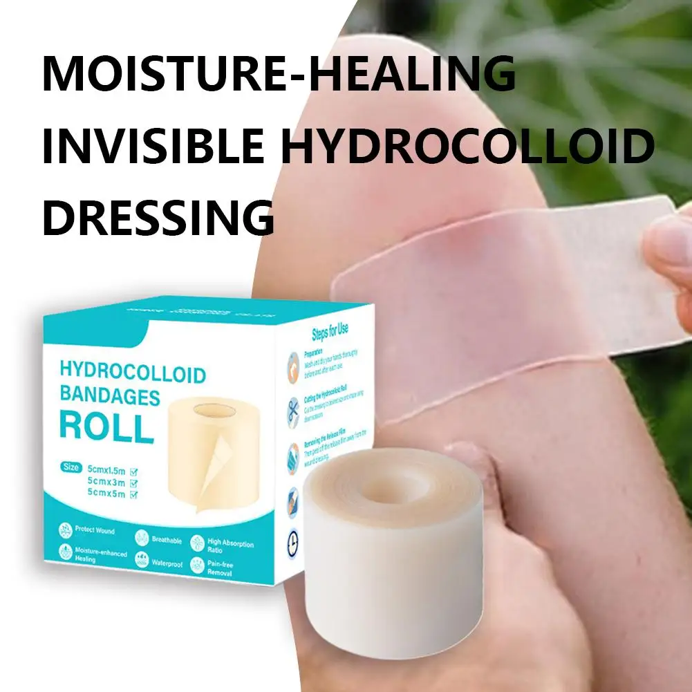 Pansements hydrocolloïdes pour pansement, 1/2 rouleau, pour un soin efficace des plaies, doux, imperméable, auto-adhésif, bande de couverture Invisible pour cicatrices