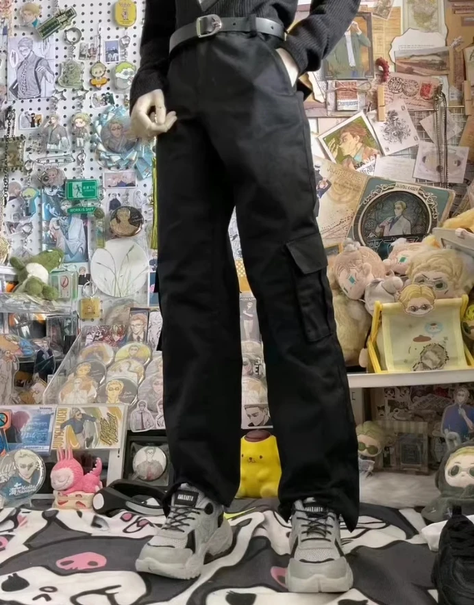 

D09-P685 детская игрушка ручной работы дядя ID75 uf75 am77 yc76 BJD кукольная одежда черного цвета с несколькими карманами, рабочие штаны, 1 шт.