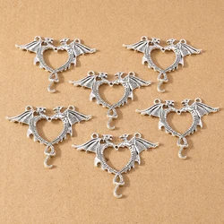 4pcs 62*50mm Retro Alloy Animal Dragon Pendants Charm for Jewelry Making Earrings Necklace DIY Accessories Supplies