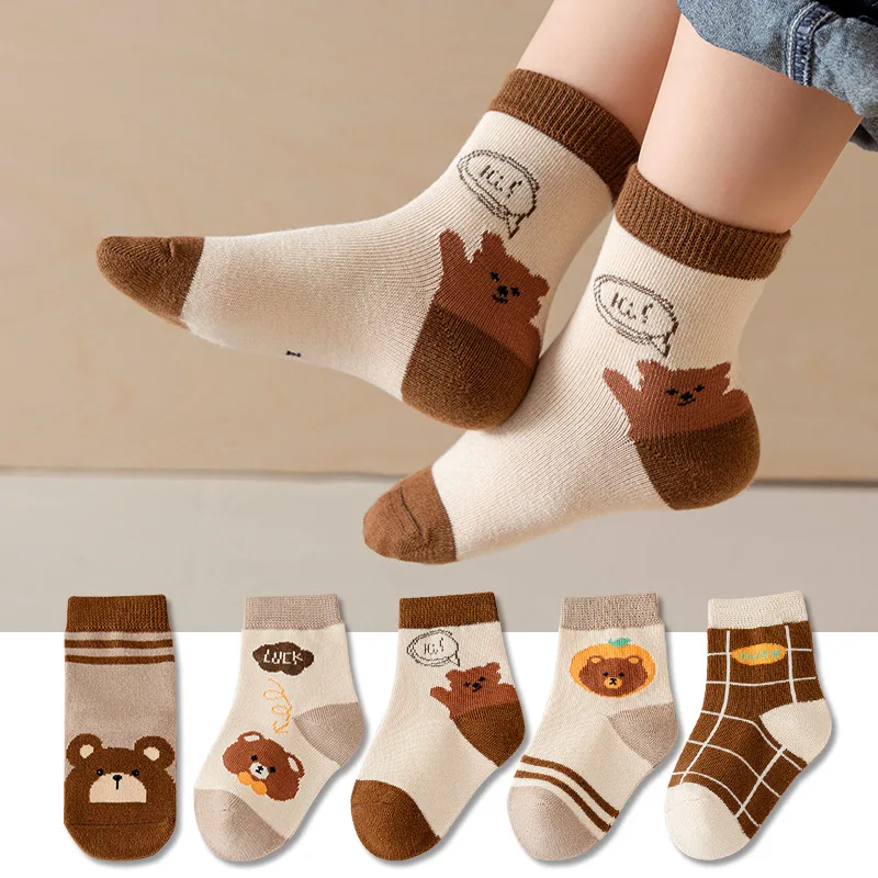 5 Pairs of Spring and Autumn CHILDREN'S Socks Girls and Boys Cartoon Socks