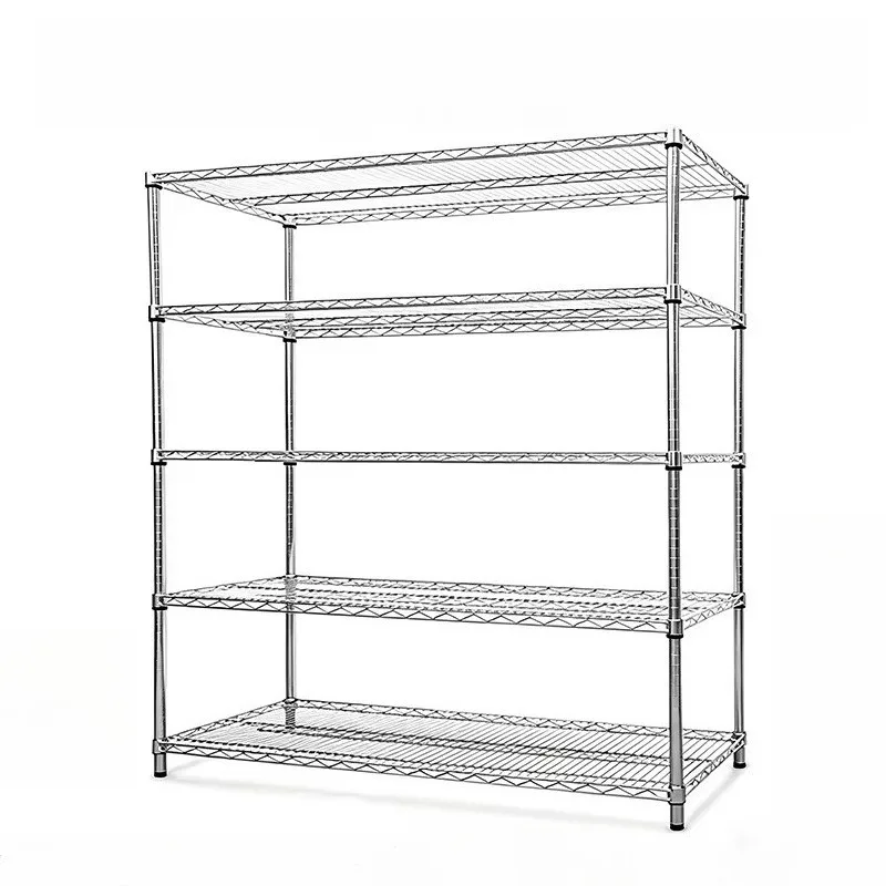 

Heavy Duty Shelf Five Layer Adjustable Durable Chrome Plated Steel Wire Shelving for Industrial Home Warehouse Display Storage