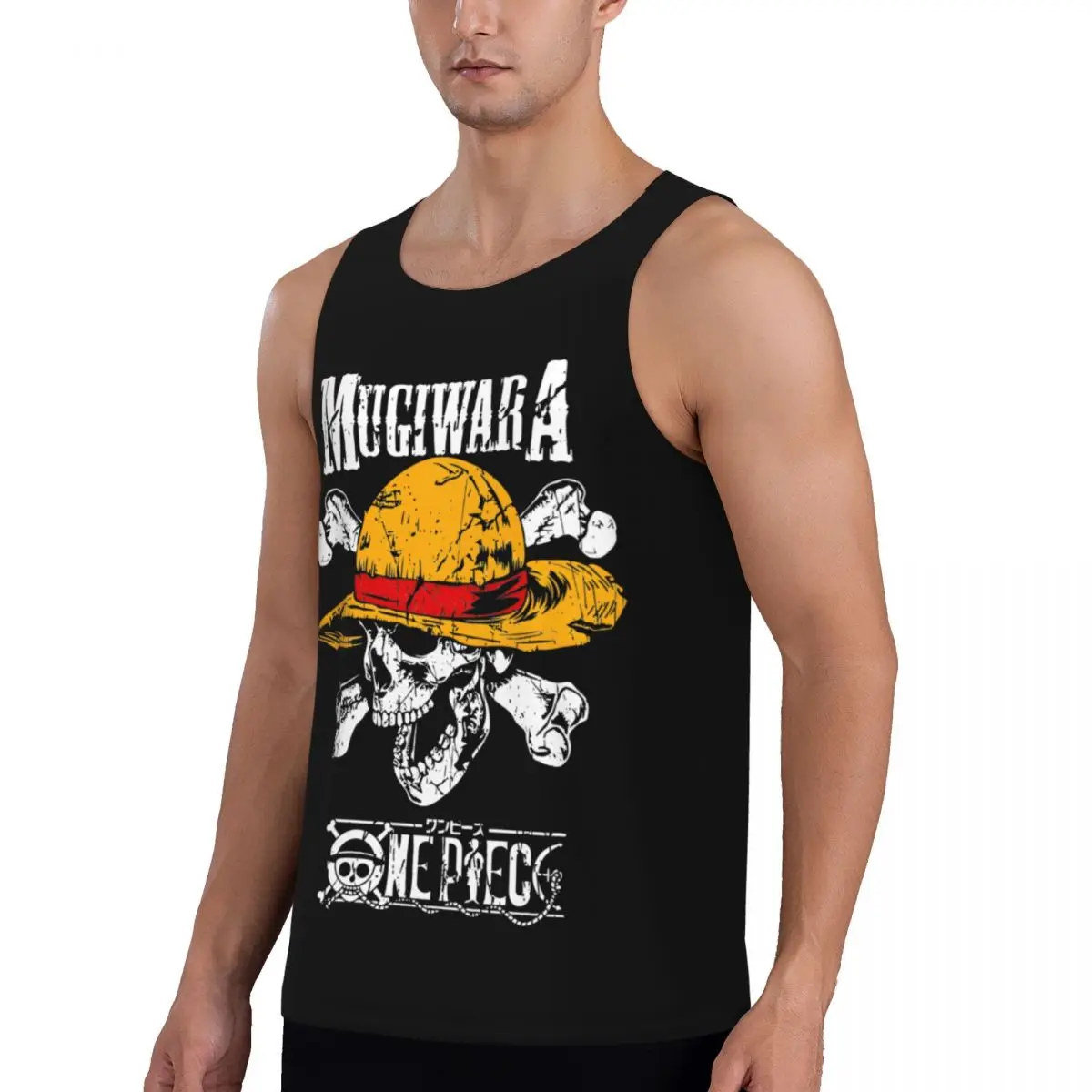 One Piece Luffy Strawhat Jolly Roger Compression Tank Top Men Gym Sleeveles Tops Clothing Male Bodybuilding Fitness Cycling Vest