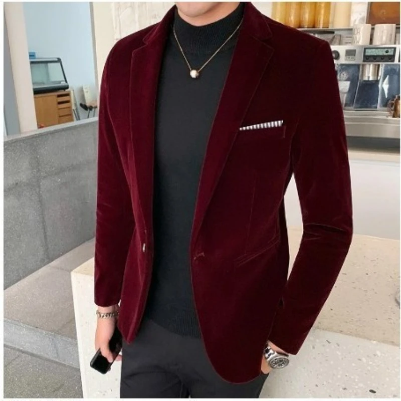 

Blazer Men Coat Turn Down Collar Blazers Single Button Full Sleeve Evening Work Casual Slim Fit Jacket Stage Daily 2026 Spring