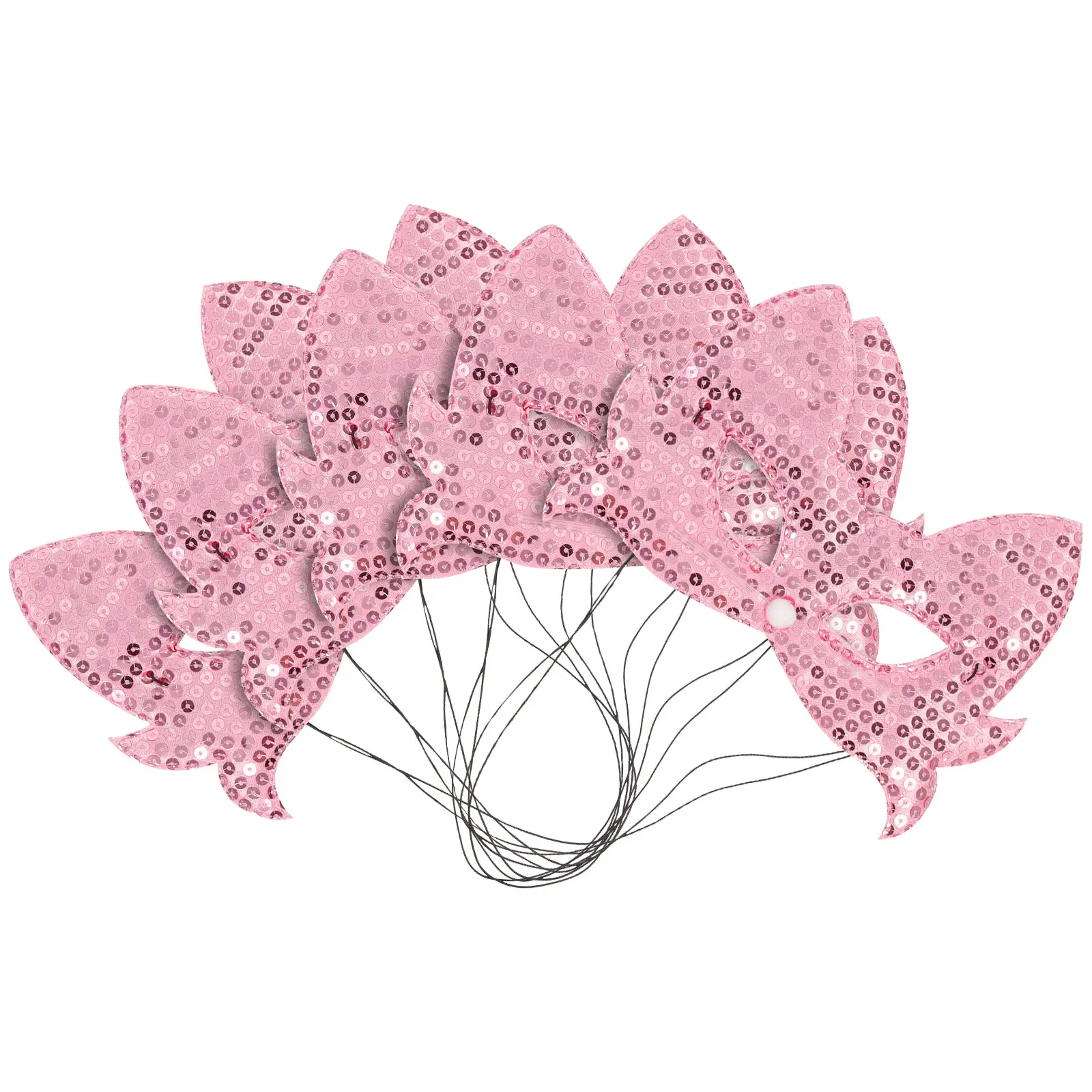 

5pcs Halloween Sequin Masquerade Cat Cosplay Party Face Mask For Women Japanese Style Half Face Mask With Elastic Band Light