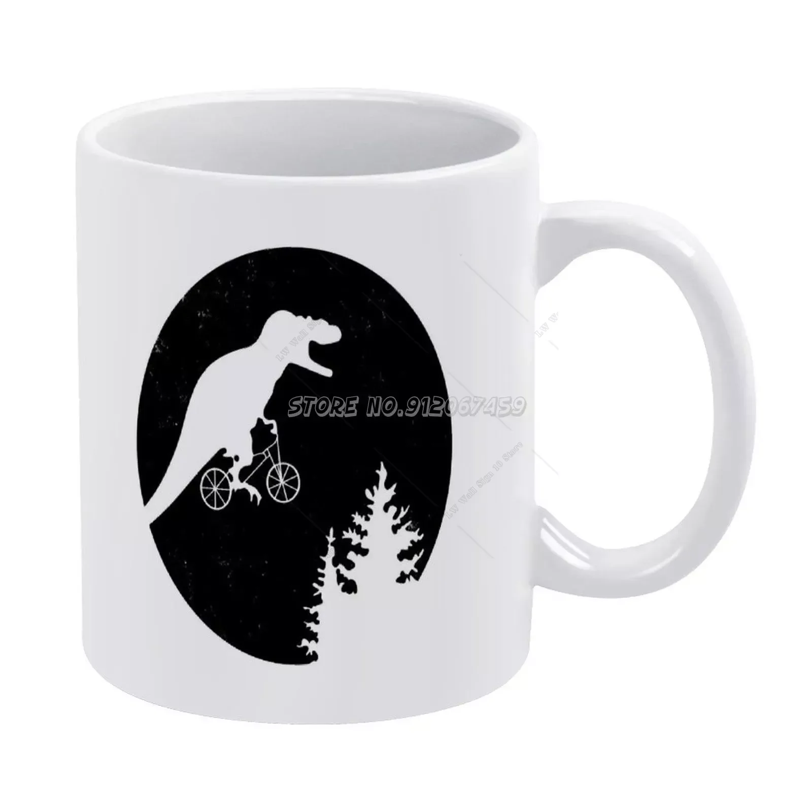 T Rex Moon Coffee Mugs Porcelain Mug Cafe Tea Milk Cups Drinkware Mugs for Fathers Day Gifts T Rex Moon Funny T Rex T Rex