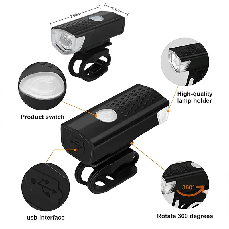 300 lumens bike lamp night Safety Lighting Headligh Bicycle Front Light USB Rechargeable waterproof Mountain bike accessories