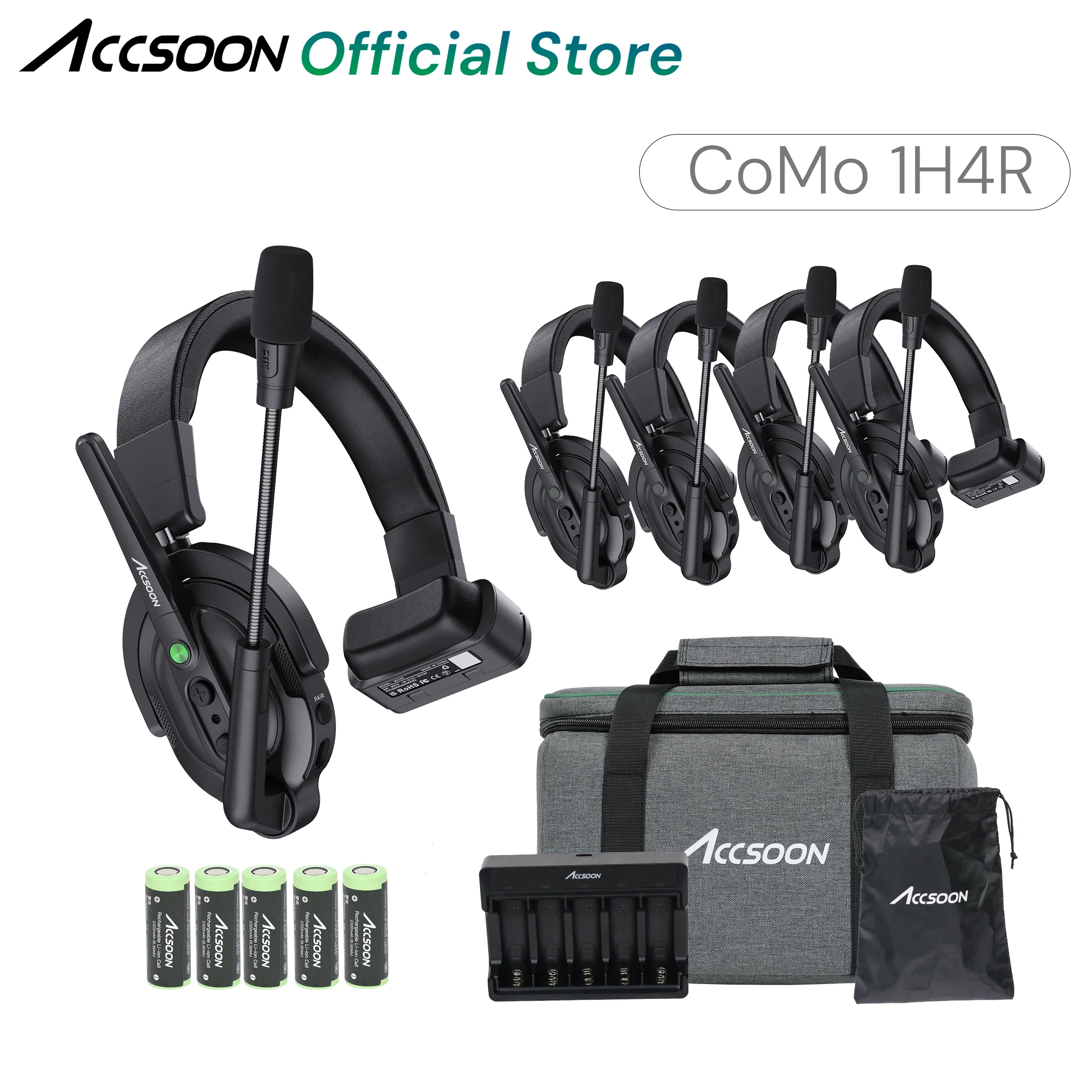 

Accsoon CoMo Wireless headset Intercom System 400m Range Noise Reduction Intercom Headset for 9 Users Shooting TV Film Teamwork