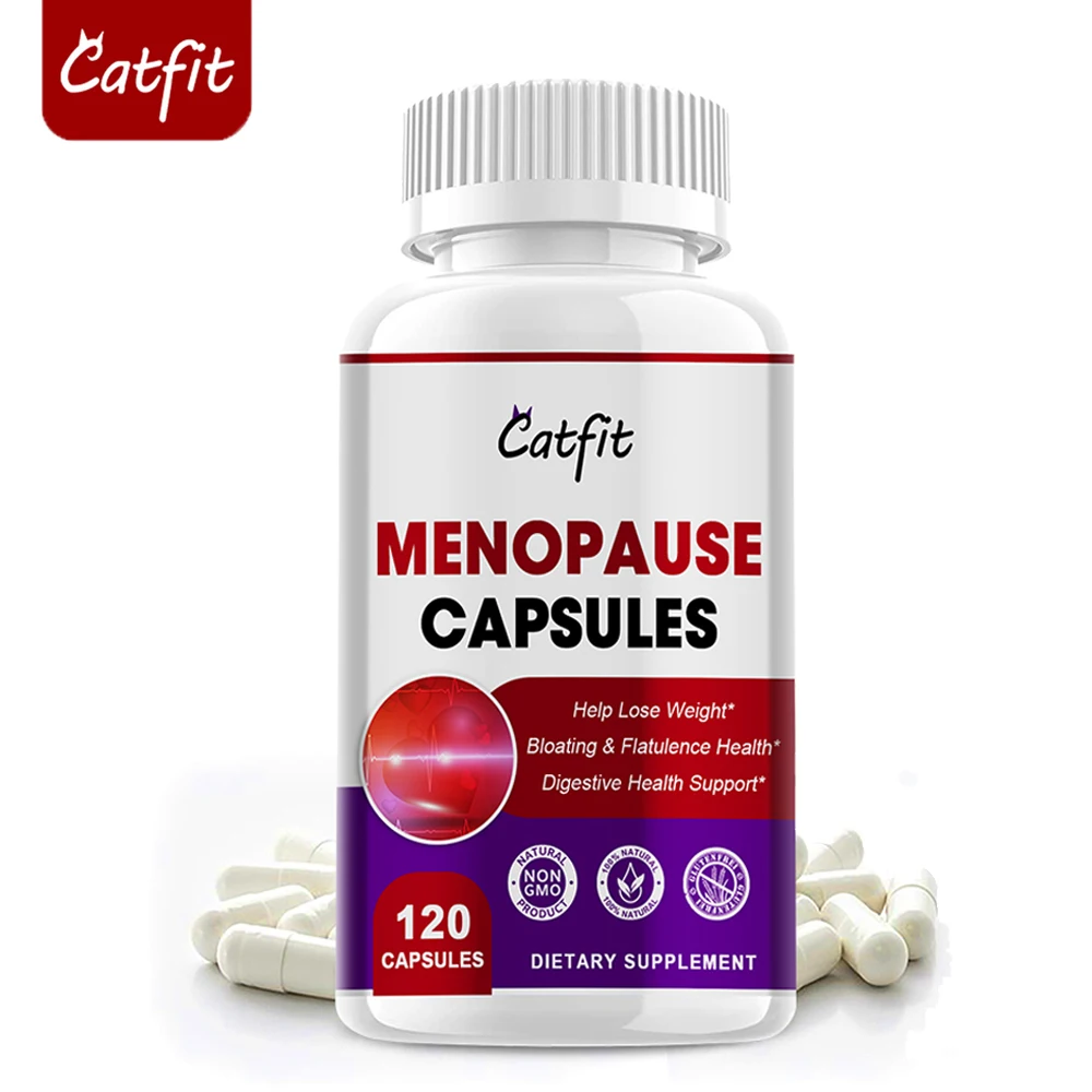 Catfit Herbal motherwort MENOPAUSE Relief Capsules for Night Sweats Disturbed Sleep &Mood Swings for Middle-aged women