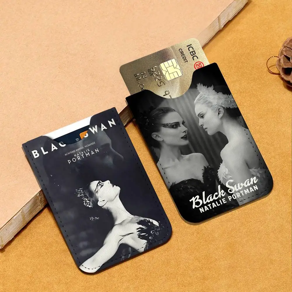1PC classic Movie B-Black Swan PU Leather Card Holder Sleeve for Credit Cards,Secure/Slim Design, Travel Storage Essentials