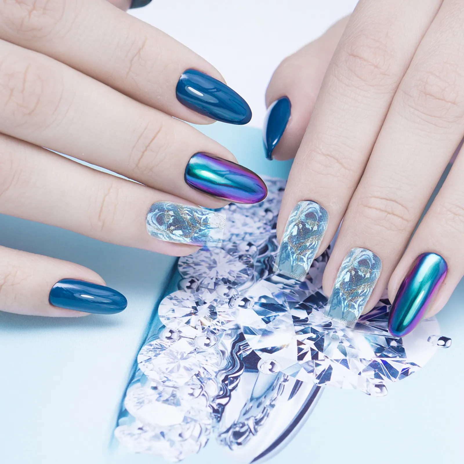 72Pcs Press on Nails Ballerina Extra Long Glitter Full Cover Stick on Fake Nails Party Wedding Nail Art