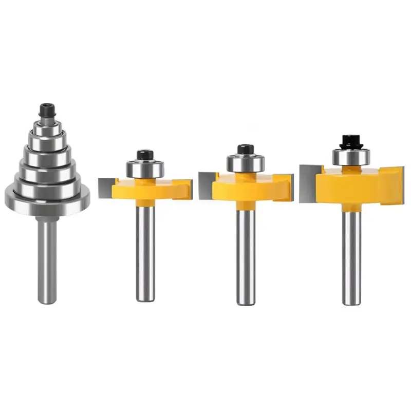 ABFS 1/4 Inch Adjustable Mortising Knife Set Bearing Notching Knife Woodworking Router Drill Bits For Wood Grooving