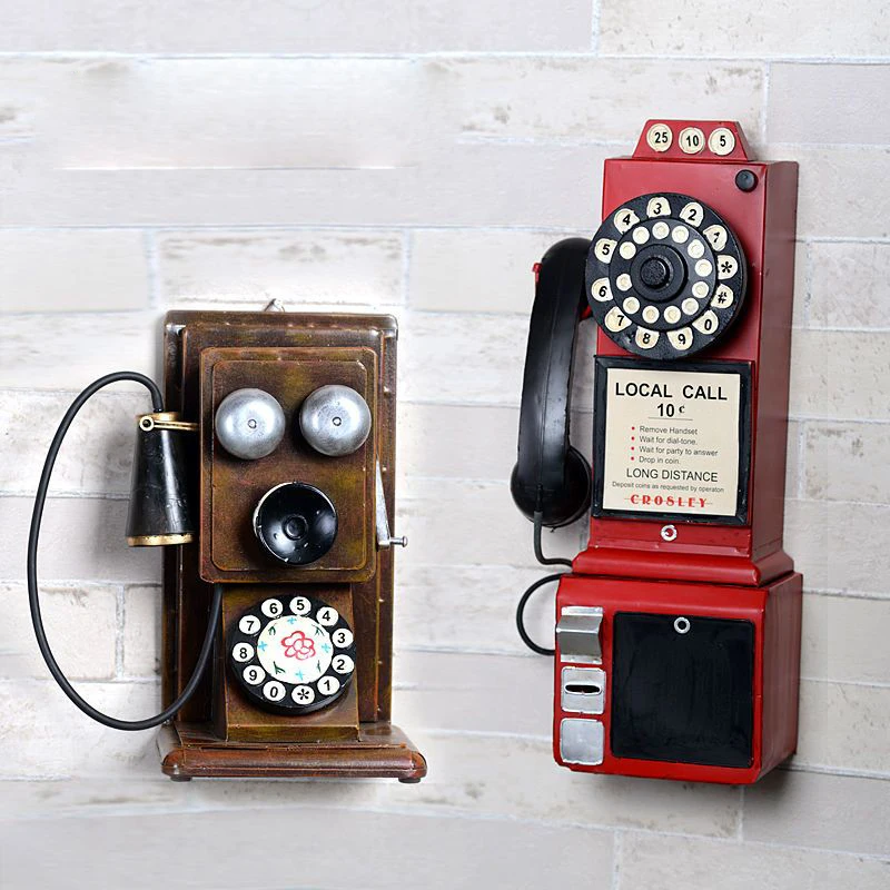 Vintage Style Wall Mounted Telephone Model Clothing Store Bar Window Decoration Wall Hanging Decoration Photography Props ZE920