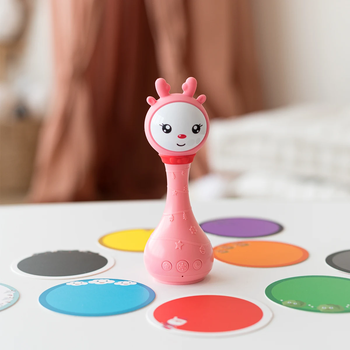 لعبة عضاضة موسيقية للأطفال 0-24 تعليم سرير أطفال متنقل جرس عربة أطفال حديثي الولادة سرير مصاصة للرضع المسيل للدموع #6